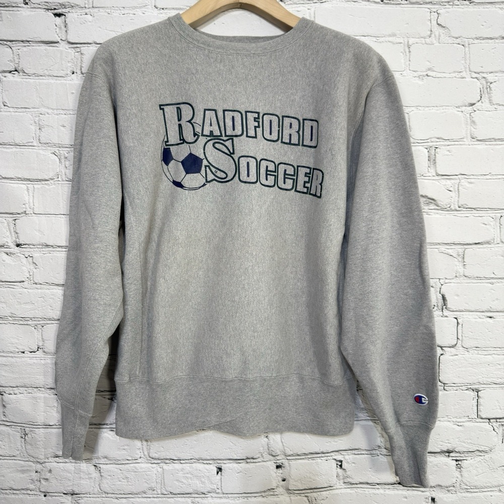 Vintage Champion Reverse Weave‎ Sweatshirt L Radford University Soccer USA Made